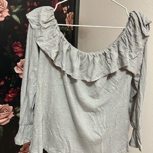 Honey Punch Gray Ruffled Blouse